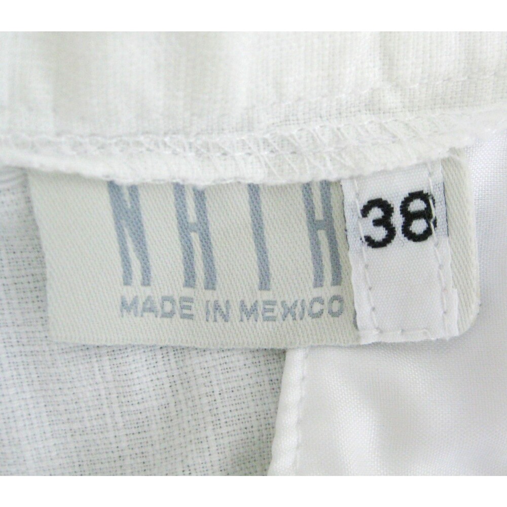 White 100% Linen Pants Mens Size 38x32 Topical Summer 4 Pockets Zip Fly Nath - Picture 4 of 4